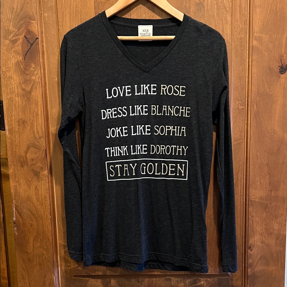 atx Mafia Charcoal V-Neck Golden Girls Long Sleeve Shirt S